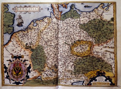プロイセンの眺め。地図製作者アブラハム・オルテリウス（1527-1598）の「Theatrum Orbis Terrarum」の版図。 作： Abraham Ortelius
