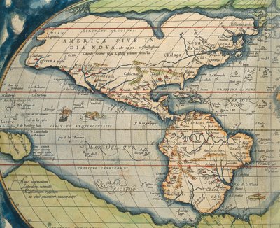 アブラハム・オルテリウスの「Theatrum Orbis Terrarum」からの世界地図。 作： Abraham Ortelius