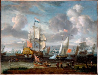A.Storck、Eine engl。ヨットはオランダ人に敬礼します。軍艦 作： Abraham Storck