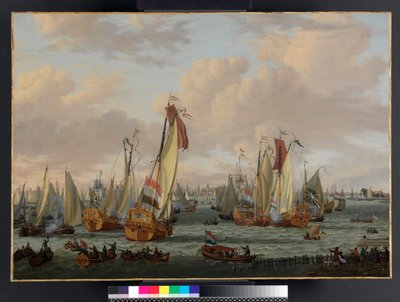 1710年以前のアムステルダムの前のYでの海上シャムファイト 作： Abraham Storck
