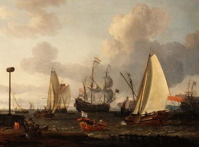 沖合のオランダ軍艦船 作： Abraham Storck