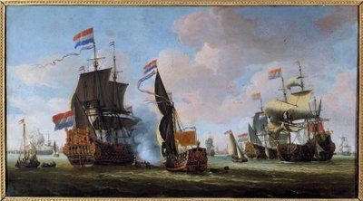海洋：海戦の場面 アブラハム・シュトルック（1635-1710）の絵画 17世紀 アンジェ美術館 作： Abraham Storck