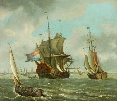 アムステルダム沖の船積み（油彩・キャンバス） 作： Abraham Storck