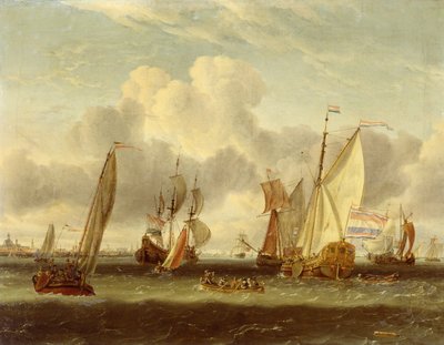 アムステルダム港のIJでの発送 作： Abraham Storck