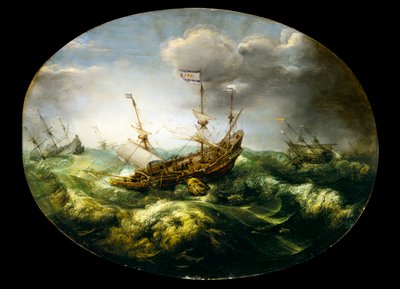 ヨナとクジラ、17世紀初期から中期（油彩・パネル） 作： Abraham Willaerts