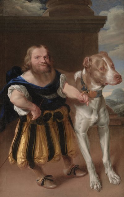 ザクセンのイタリアのドワーフ選帝侯、ジャコモ・ファヴォルキとマグダラの王女シビル犬、ラロ 作： Abraham Wuchters