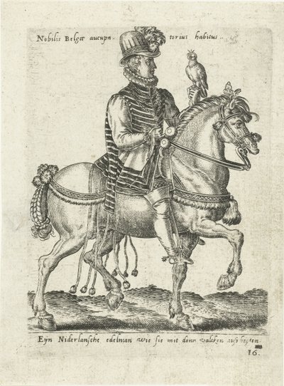 馬に乗って鷹狩りをするオランダの貴族 作： Abraham de Bruyn (attributed to)