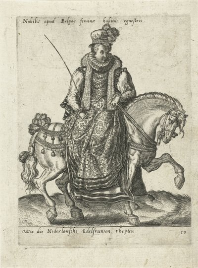 馬に乗ったオランダの貴婦人 作： Abraham de Bruyn (attributed to)