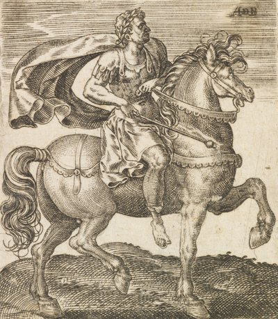 馬に乗った十二カエサルのウィテリウス、c1565-1587。 作： Abraham de Bruyn