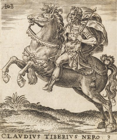 クラウディウス・ティベリウス・ネロ 馬に乗った12人のシーザーズ、カリフォルニア州。 1565-1587年、約。 1565-1587。 作： Abraham de Bruyn