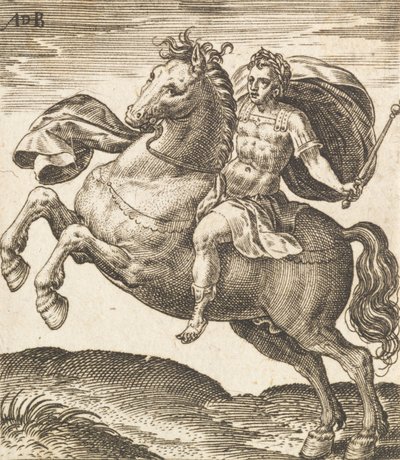 馬に乗った十二人のシーザーズのドミティアヌス、c1565-1587。 作： Abraham de Bruyn