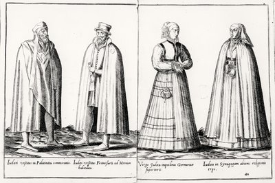 ケルンで出版された「Omnium Poene Gentium Imagines」に掲載された16世紀のユダヤ人の衣服 作： Abraham de Bruyn