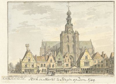 ベルヘン オプ ゾームの教会と市場 作： Abraham de Haen (II)