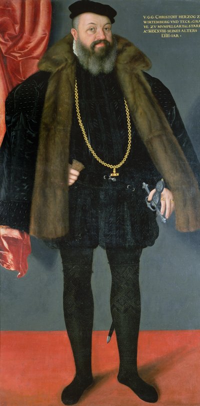 ヴュルテンベルク公クリストフ（1515-68）、ウルテン1世のウルリッヒ1世の息子、スペイン衣装 作： Abraham de Hel