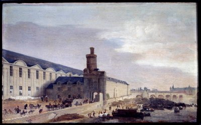 1640年頃のヌーヴ門とギャラリー・デュ・ルーヴルの眺め セーヌ川岸のルーヴル入り口。アブラハム・ド・ヴェルヴェル(1600-1650)の絵画 1640年 薄暗い。0.37 x 0.59 m パリ、カルナヴァレ美術館 作： Abraham de Verwer