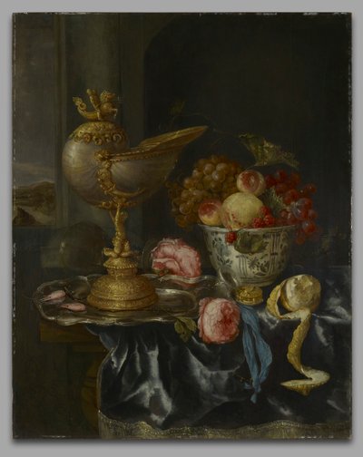 宴会 ノーチラスカップのある静物 作： Abraham van Beyeren