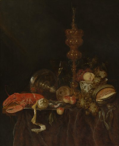ロブスターと果物のある静物、おそらく 1650 年代初期。 作： Abraham van Beyeren
