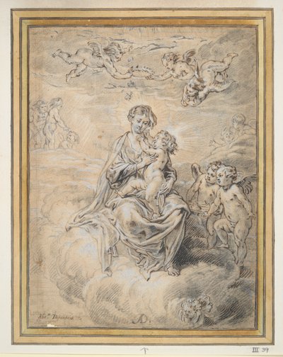 天国の聖母子とプッティ 作： Abraham van Diepenbeeck