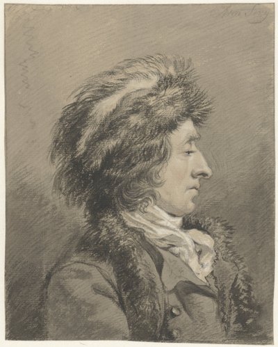 毛皮の帽子をかぶった男性、右に横顔 作： Abraham van Strij (I)
