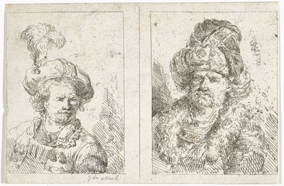 男性のバスト 2 つ 作： Abraham van Strij (I)
