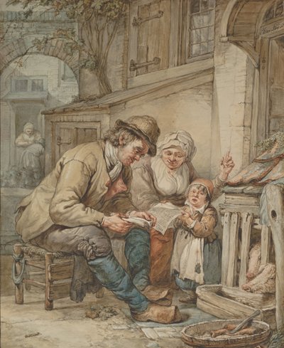 娘に歌を教える両親、19 世紀初頭。 作： Abraham van Strij