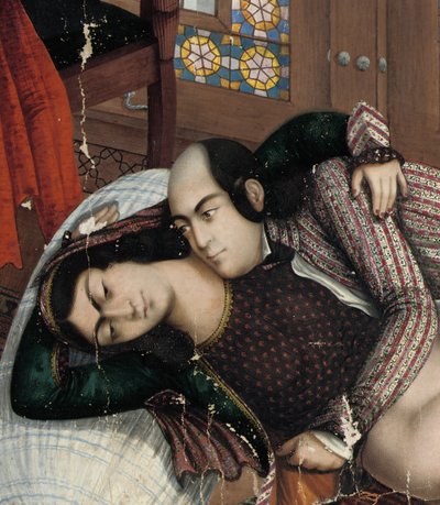 19世紀後半の恋人たちの抱擁 作： Abul Hassan Ghaffari