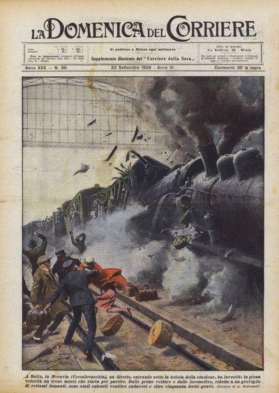 サイツでは、モラビア（チェコスロバキア）、駅の天蓋の下に直接入る？ 作： Achille Beltrame