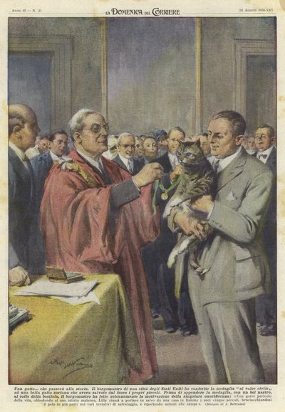 メダルを獲得した猫 作： Achille Beltrame