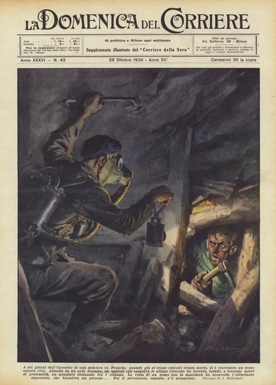 フランスでの炭鉱火災から6日後、すでに30名が死亡しましたか？ 作： Achille Beltrame