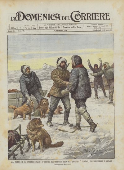 極地探検を探しているアルゼンチンウルグアイの船員との出会い？ 作： Achille Beltrame