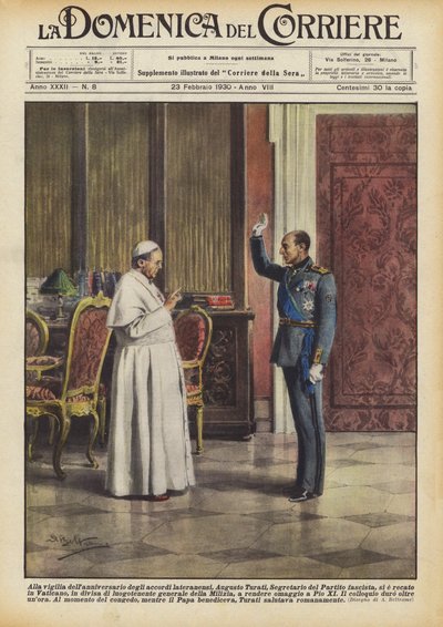 ラテラン合意の記念日の前夜、党書記のアウグストトゥラティは？ 作： Achille Beltrame