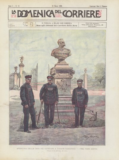 最初の3人のゲスト、トゥラーテ州（サロンノ）の退役軍人のための家のオープン 作： Achille Beltrame