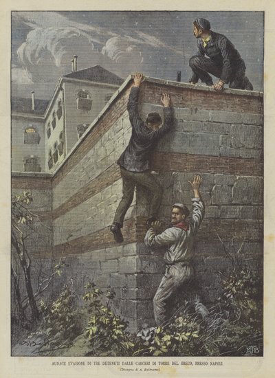 ナポリの近く、トッレデルグレコの刑務所によって開催された3つの大胆な逃亡 作： Achille Beltrame