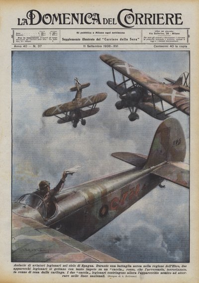 スペインの空の軍団飛行士の大胆さ 作： Achille Beltrame