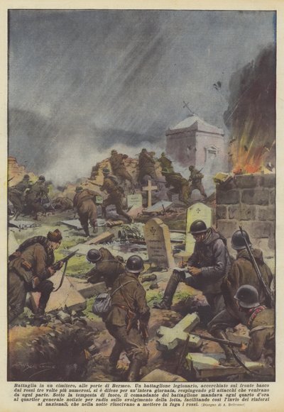 ベルメオの門で墓地での戦い 作： Achille Beltrame