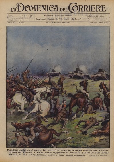 戦車に対する騎兵 作： Achille Beltrame