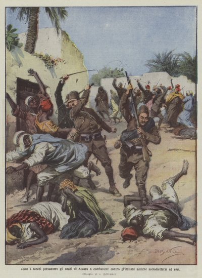 トルコ人がアカラ族のアラブ人を説得する代わりにイタリア人と戦うように説得した方法 作： Achille Beltrame