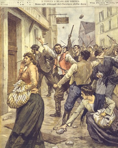 モラヴィアにおける反ユダヤ主義者の蜂起の表紙イラスト 作： Achille Beltrame