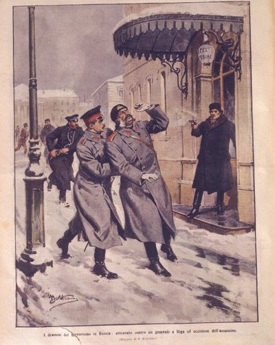 表紙イラスト：「ロシア帝国のテロリズム：リガでの将軍暗殺未遂と犯人の死 作： Achille Beltrame
