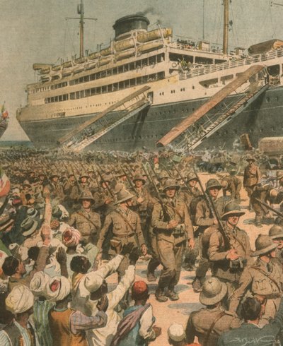 東アフリカに上陸したイタリア軍の表紙イラスト 作： Achille Beltrame