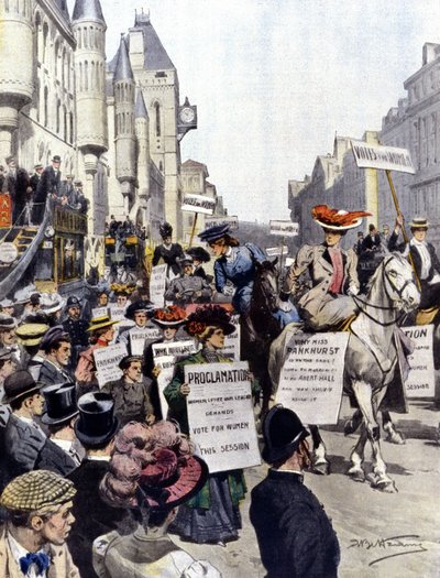 1908年9月にロンドンで行われたデモ 作： Achille Beltrame