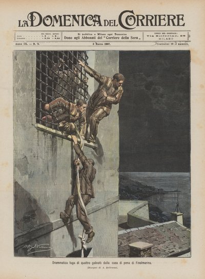 ファイナルマリーナ刑務所の家からの4人の囚人の劇的な脱出 作： Achille Beltrame