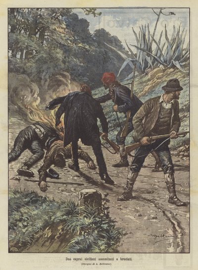 2人のシチリアのgoatherdsが殺害され、燃やされました 作： Achille Beltrame