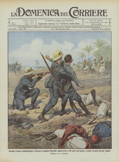 ミスラタでの最後の戦いの間に、ピシセリ船長は100メートルから負傷しましたか？ 作： Achille Beltrame