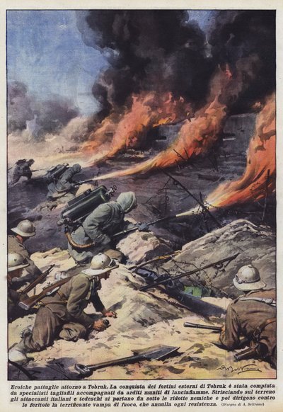 トブルック周辺の英雄的パトロール 作： Achille Beltrame