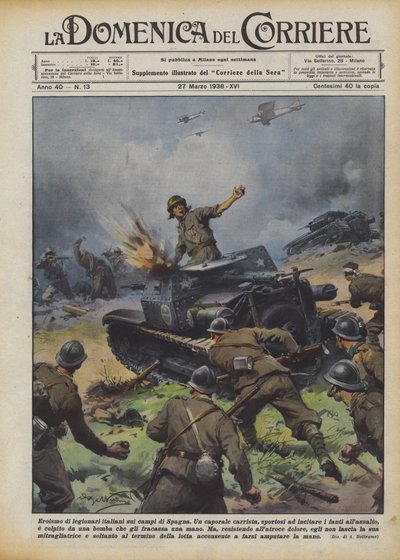 スペインの分野におけるイタリアの軍団の英雄 作： Achille Beltrame