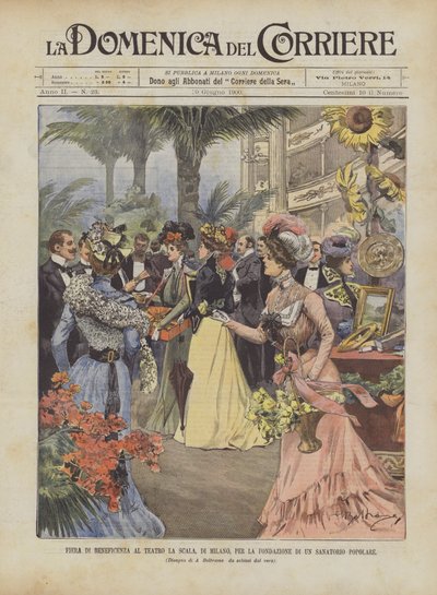 人気の療養所の設立のための、ミラノのスカラ座でのチャリティーフェア 作： Achille Beltrame
