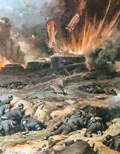 フランス、マジノ線、「The Sunday Courier」のイラスト 作： Achille Beltrame