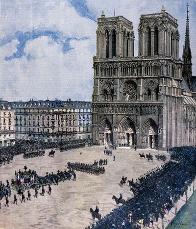 1899年にパリのノートルダム大聖堂で行われたフェリックス・フォールの葬儀 イラスト：Achille Beltrame 作： Achille Beltrame