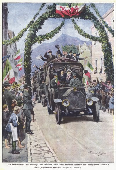 トレンティーノ渓谷にあるイタリアンツーリングクラブのハイカーは歓迎を受けましたか？ 作： Achille Beltrame